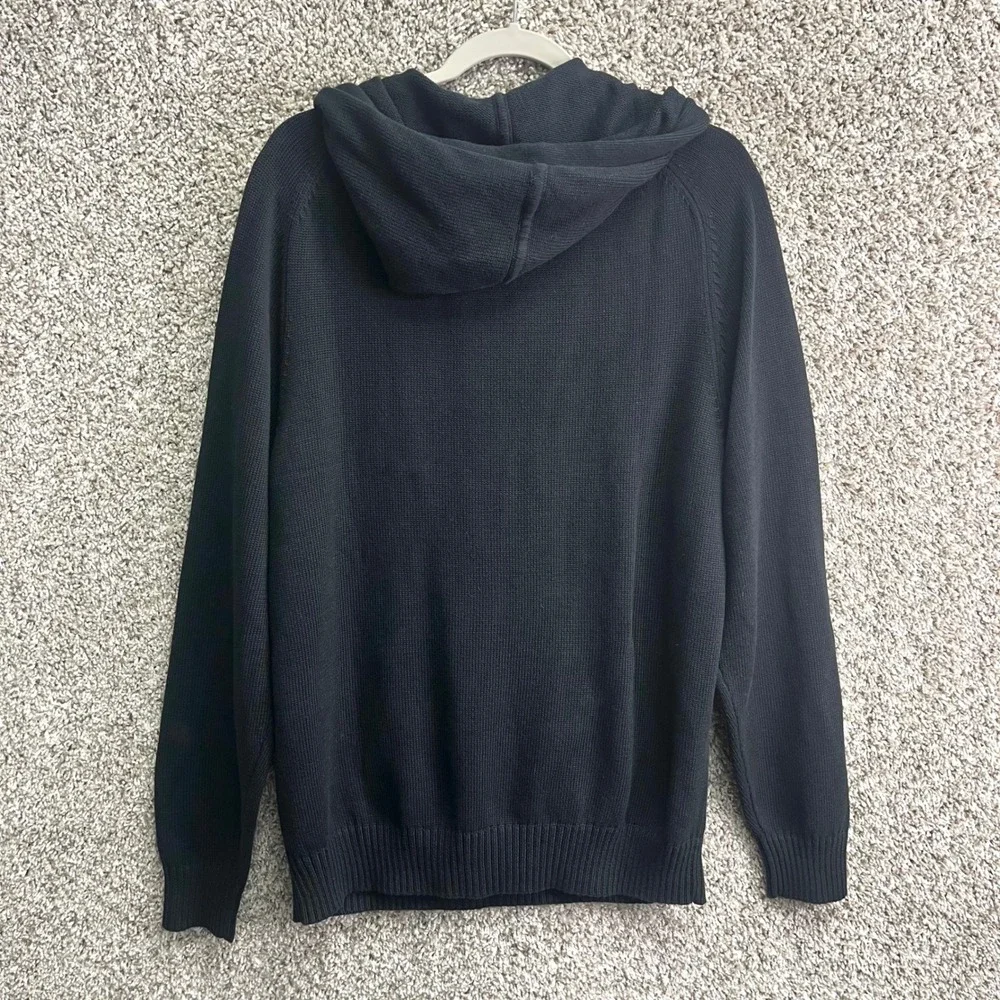 J. Crew Sweater Men's Large Heritage Cotton Black Knit‎ Hooded NWT